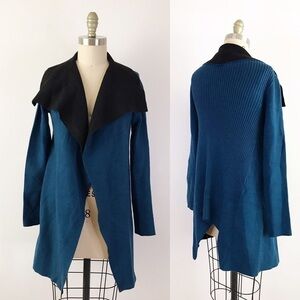 Stitch Fix‎ Ribbed Blue Sweater, Cozy Knit Waterfall Cardigan, Thick Layering